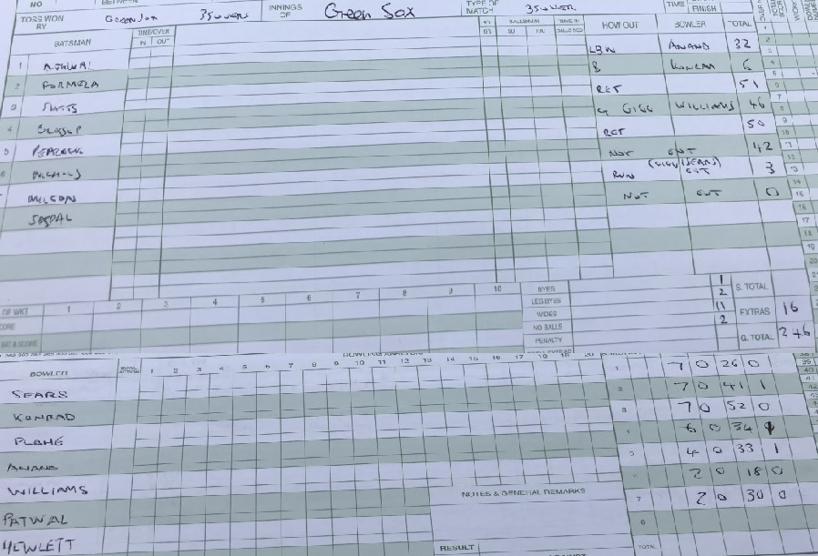super 8 cricket score sheet